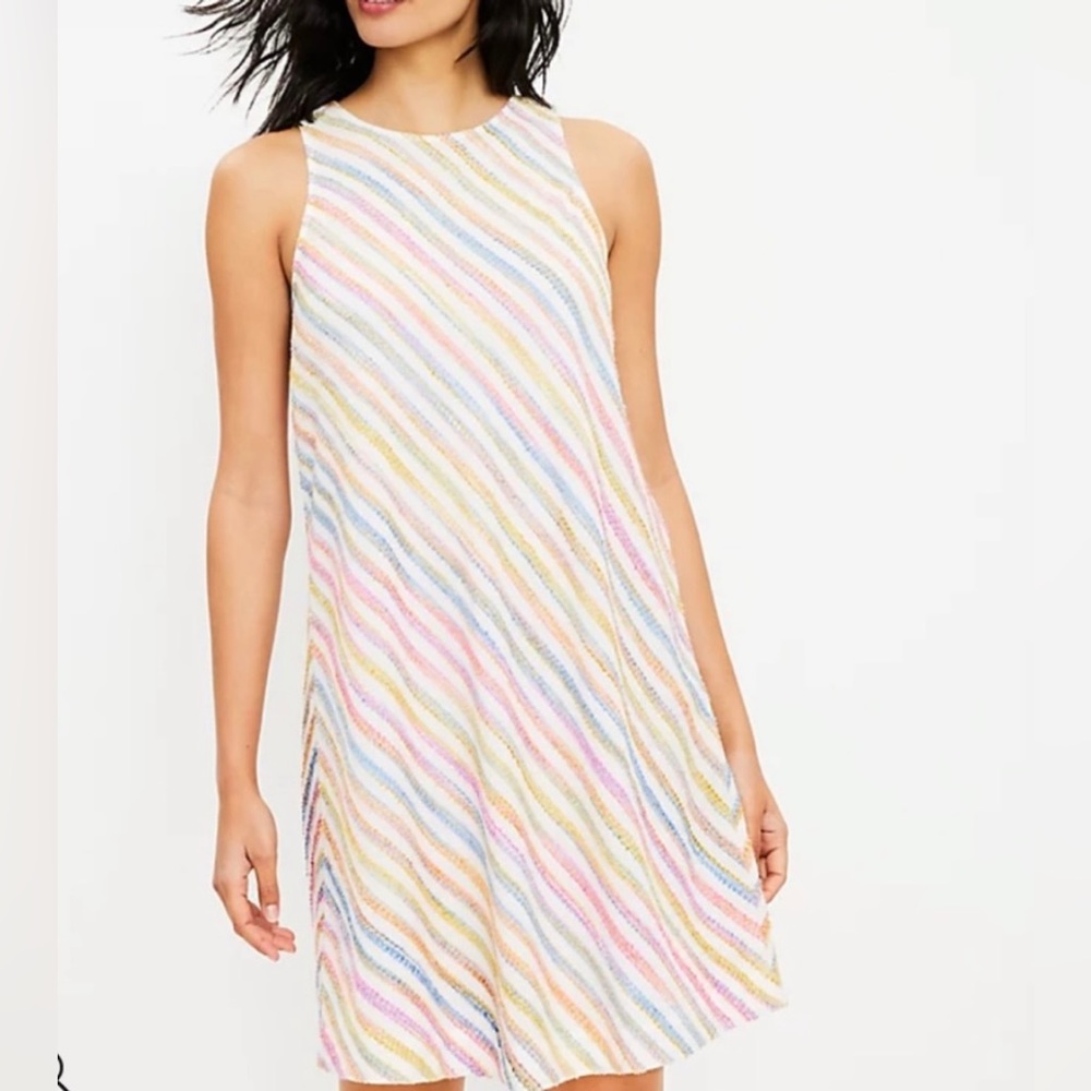 BOGO! LOFT Lou & Gray rainbow stripe swing dress